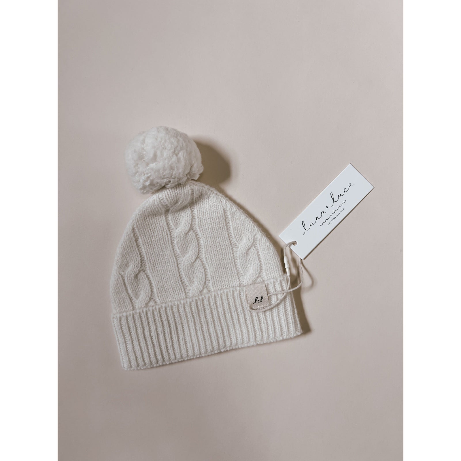 Luna + Luca Cable Knit Pom Beanie - Off-White