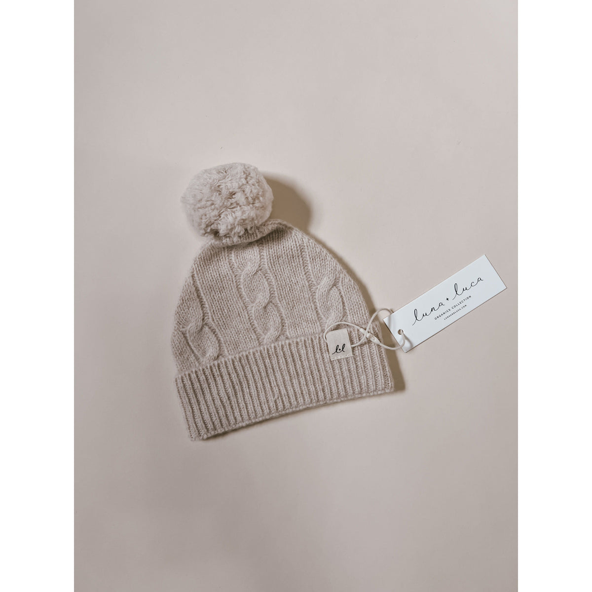 Luna + Luca Cable Knit Pom Beanie - Sand