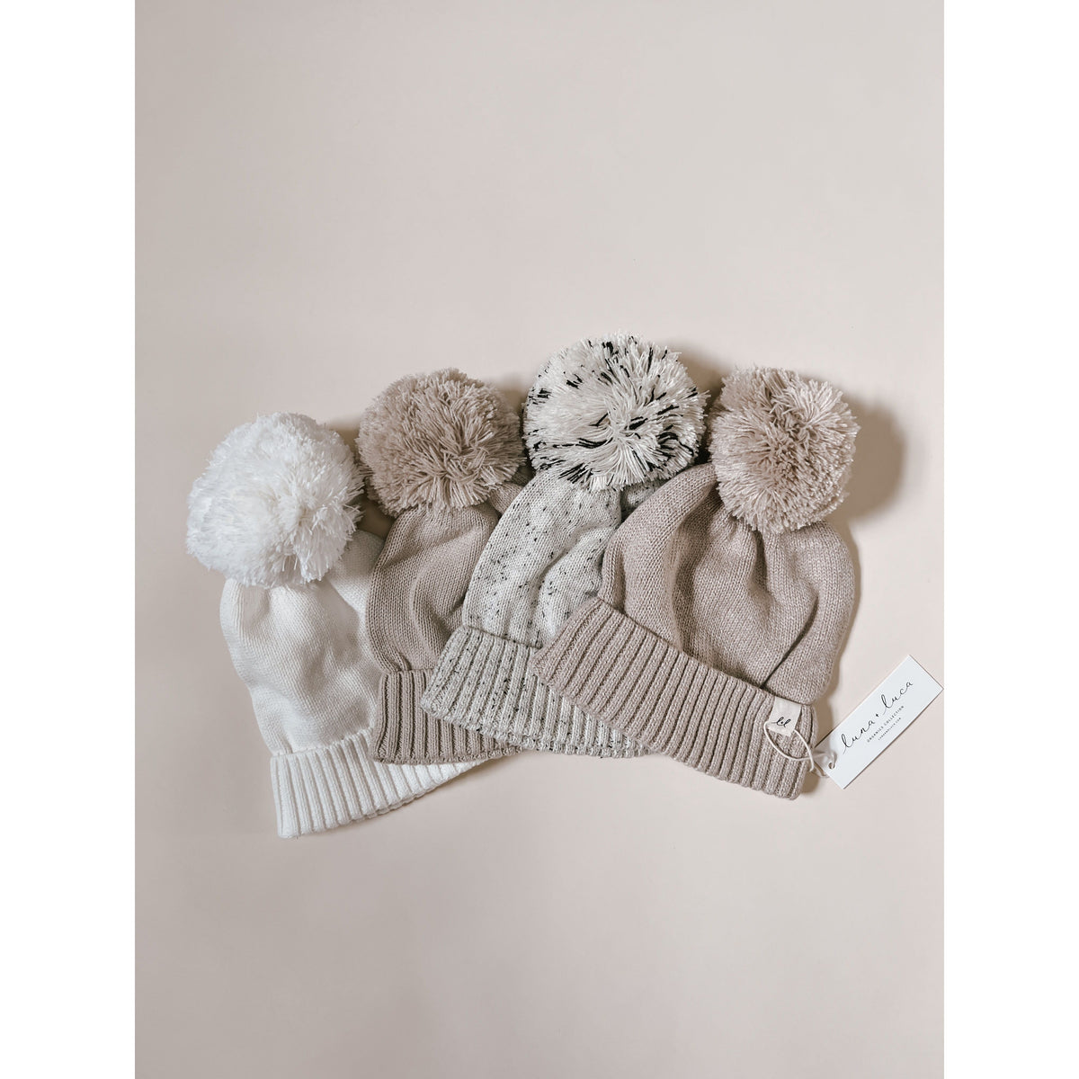 Luna + Luca Pom Beanie - White