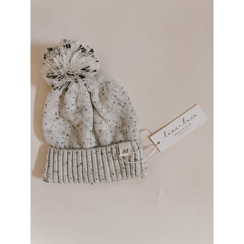 Luna + Luca Pom Beanie - Black Speckle