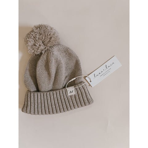 Luna + Luca Pom Beanie - Heather Beige