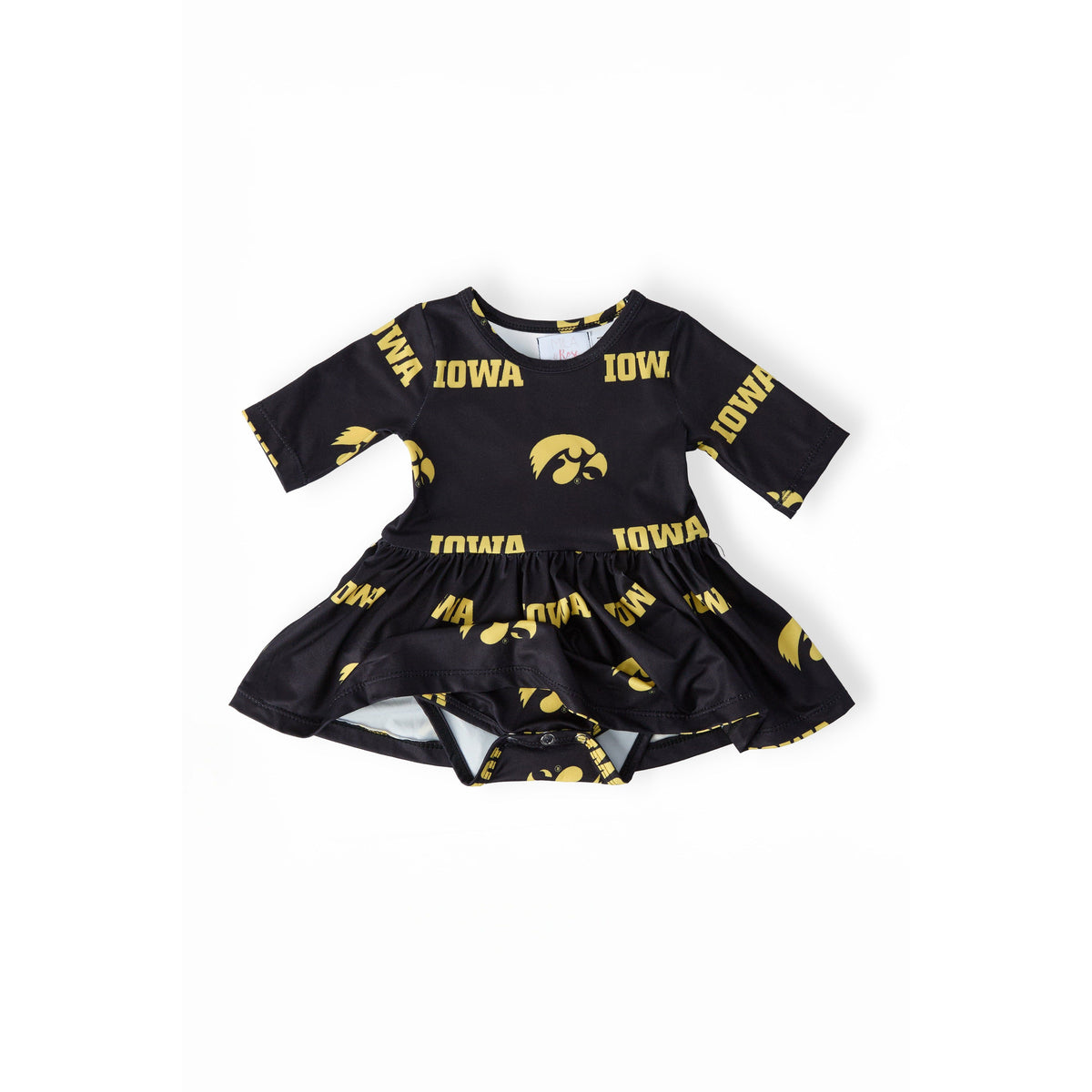 Iowa Black Tigerhawk 3/4 Sleeve Twirl Bodysuit