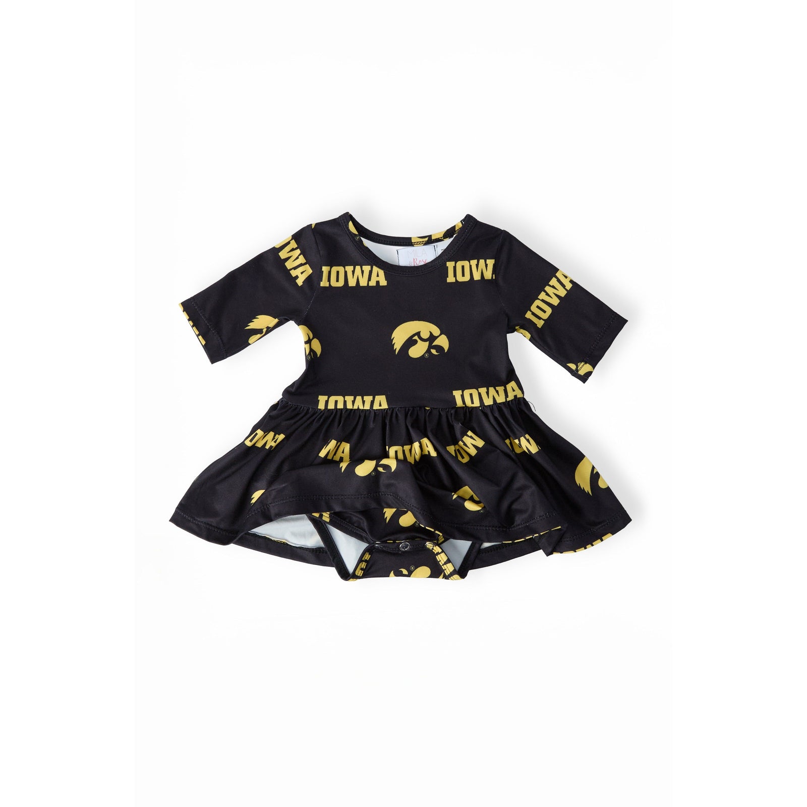Iowa Black Tigerhawk 3/4 Sleeve Twirl Bodysuit