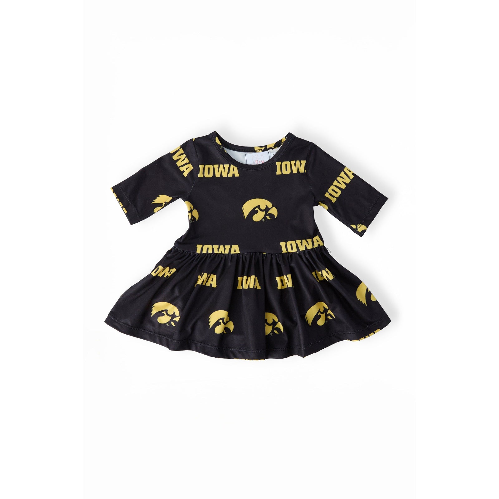 Iowa Black Tigerhawk 3/4 Sleeve Twirl Bodysuit