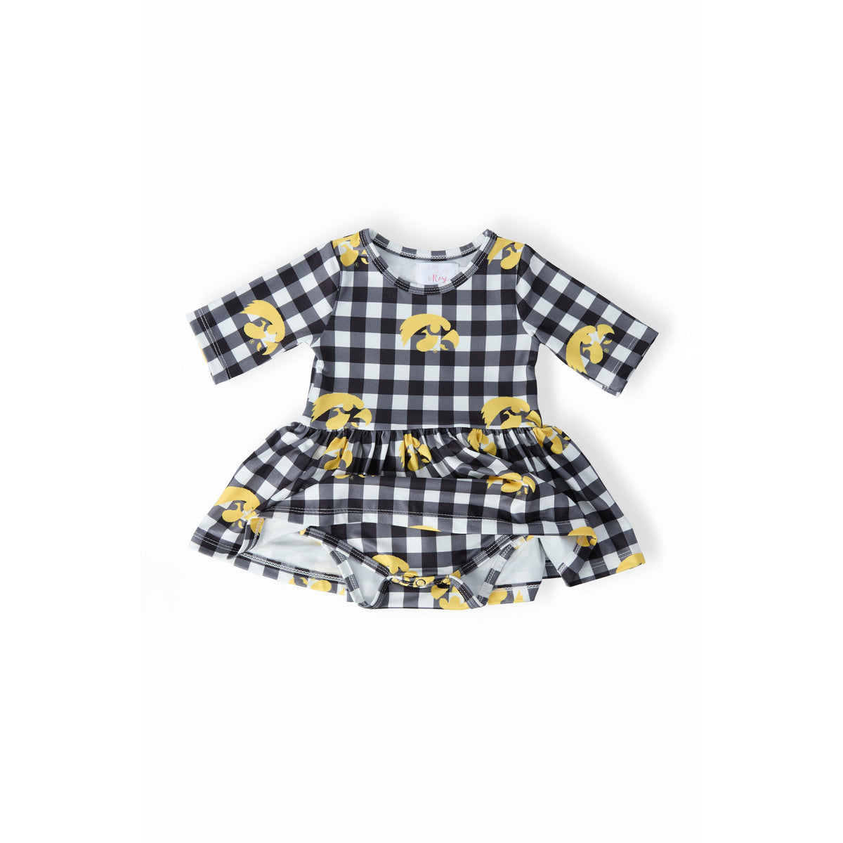 Iowa Plaid Tigerhawk 3/4 Sleeve Twirl Bodysuit