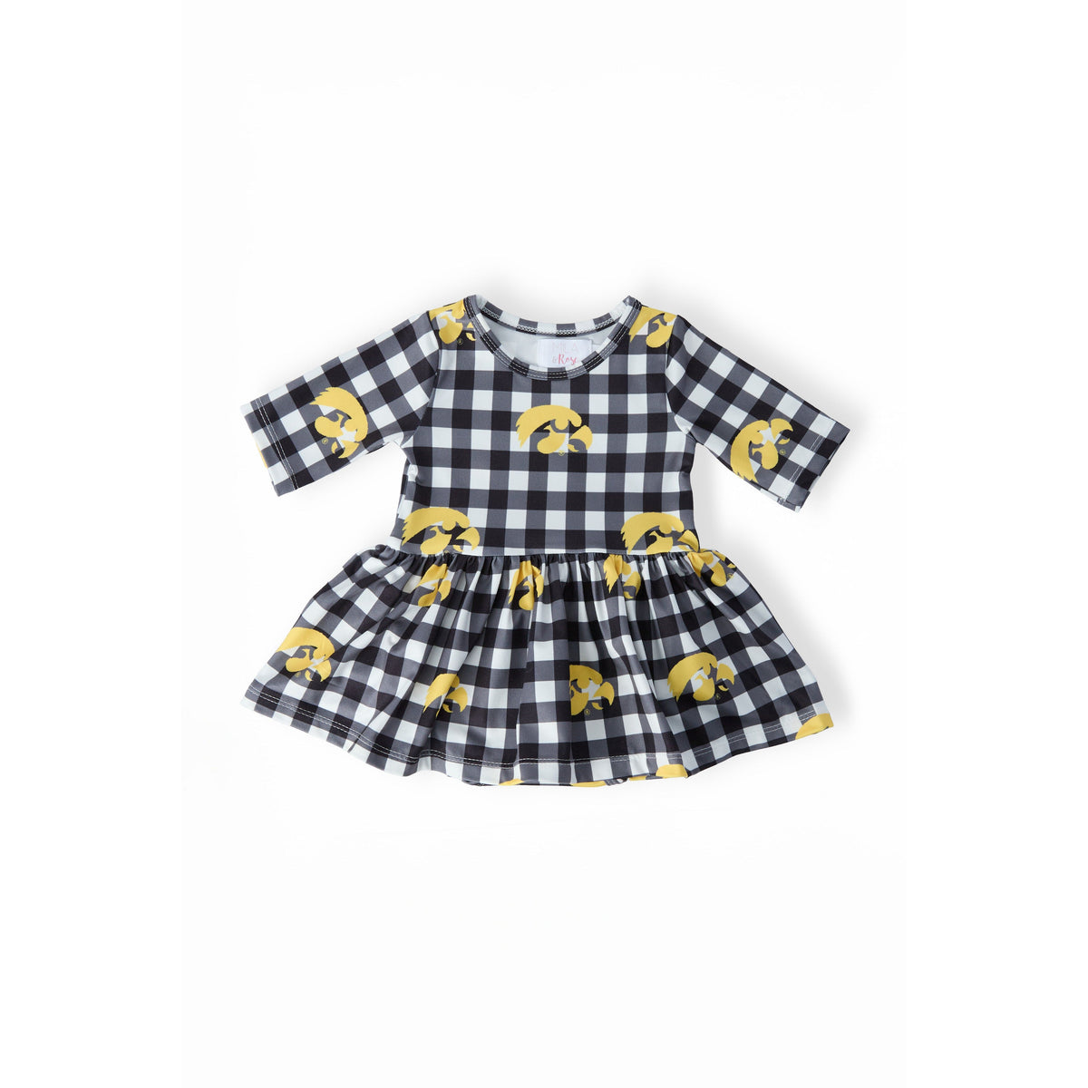 Iowa Plaid Tigerhawk 3/4 Sleeve Twirl Bodysuit