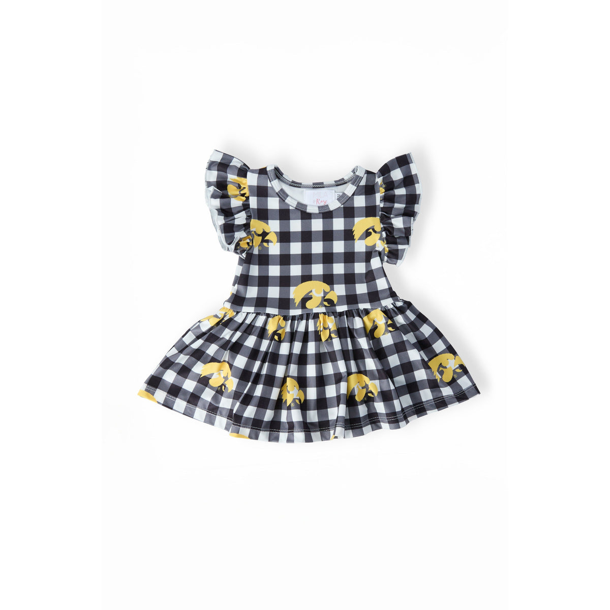 Iowa Plaid Tigerhawk Flutter Twirl Bodysuit