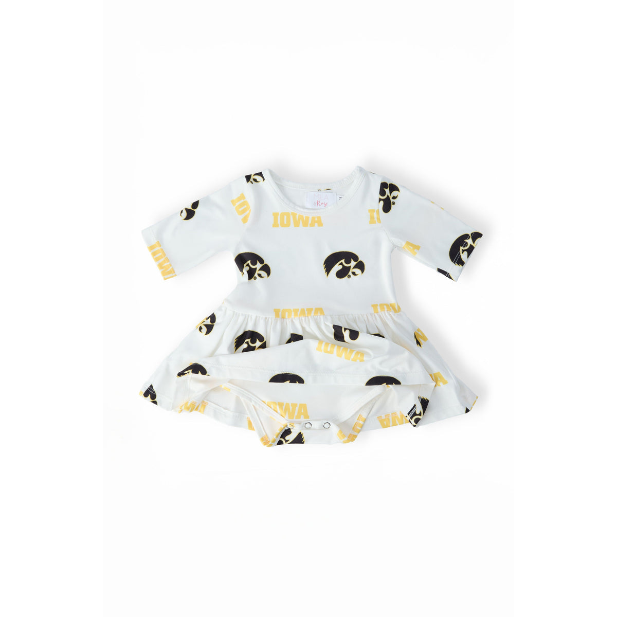 Iowa White Tigerhawk 3/4 Sleeve Twirl Bodysuit