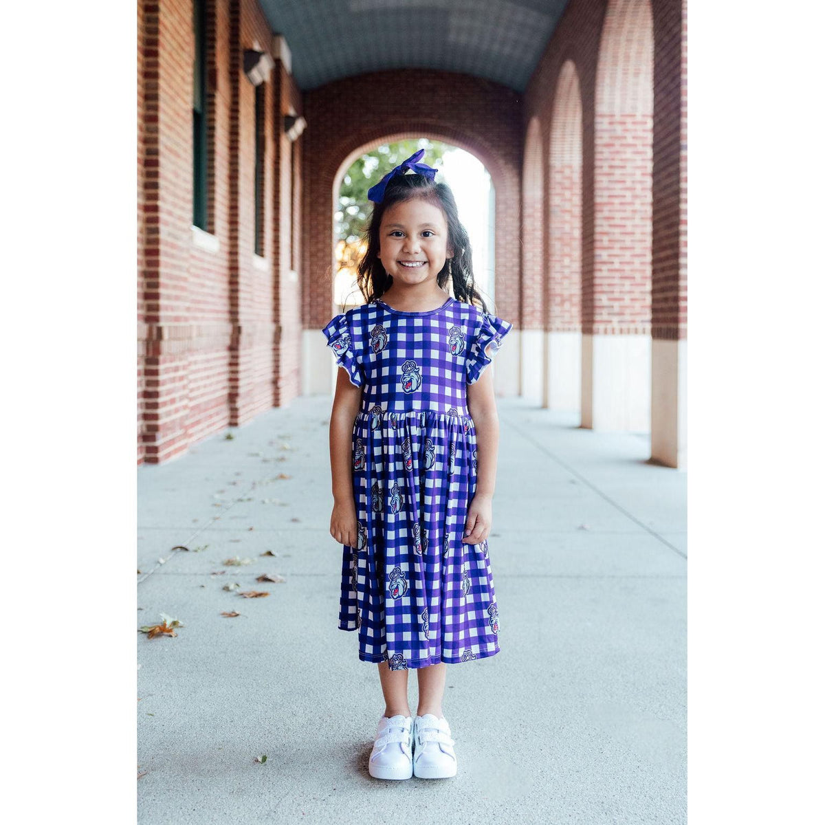 JMU Plaid Duke Dog Flutter Twirl  Dress