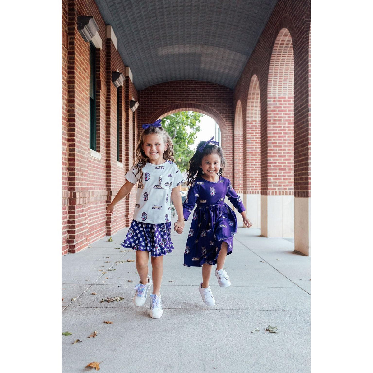 JMU Purple Duke Dog 3/4 Sleeve Pocket Twirl Dress