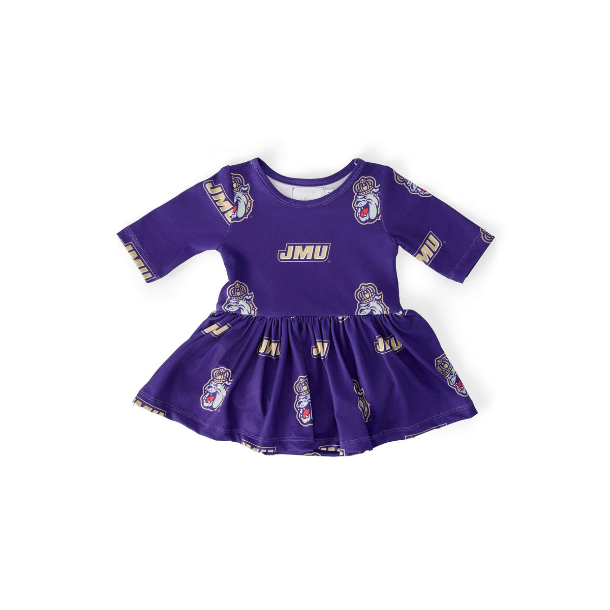 JMU Purple Duke Dog 3/4 Sleeve Twirl Bodysuit