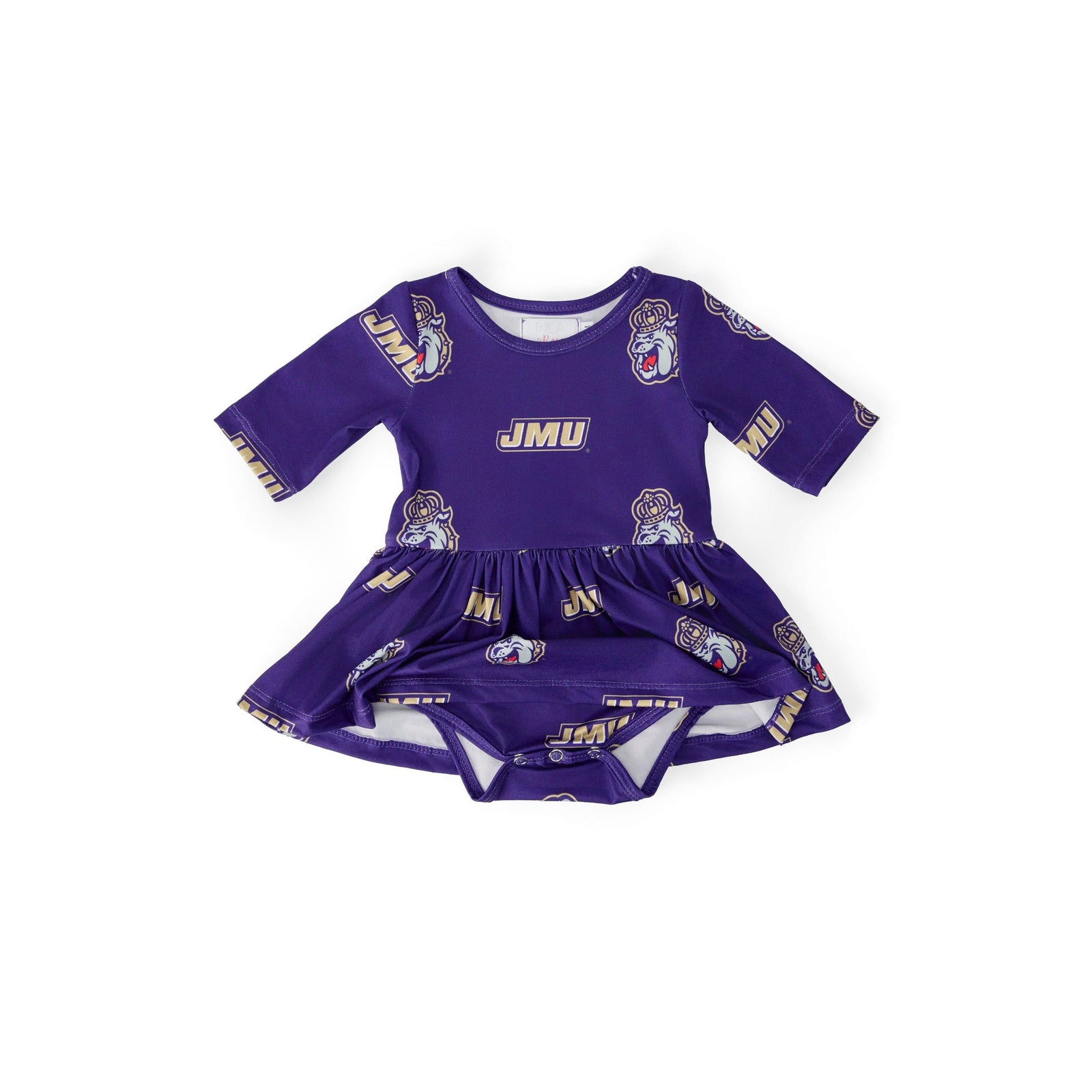 JMU Purple Duke Dog 3/4 Sleeve Twirl Bodysuit