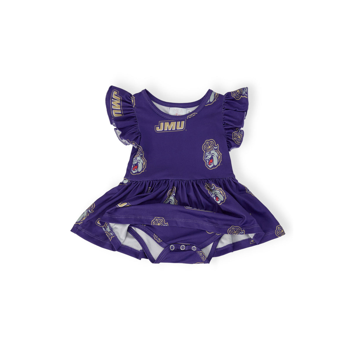 JMU Purple Duke Dog Flutter Twirl Bodysuit