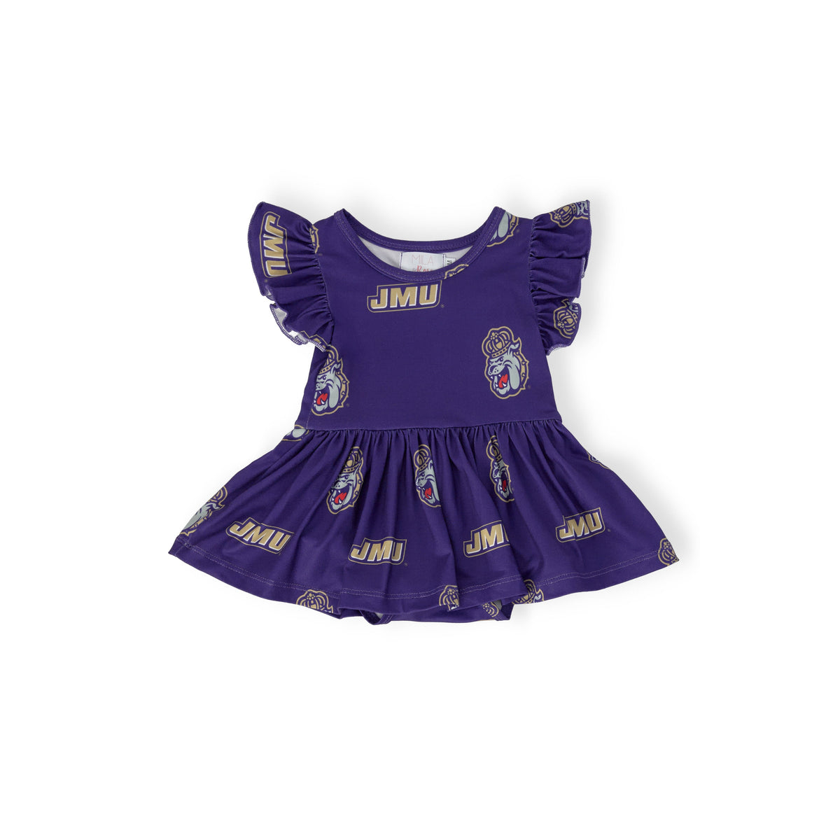 JMU Purple Duke Dog Flutter Twirl Bodysuit