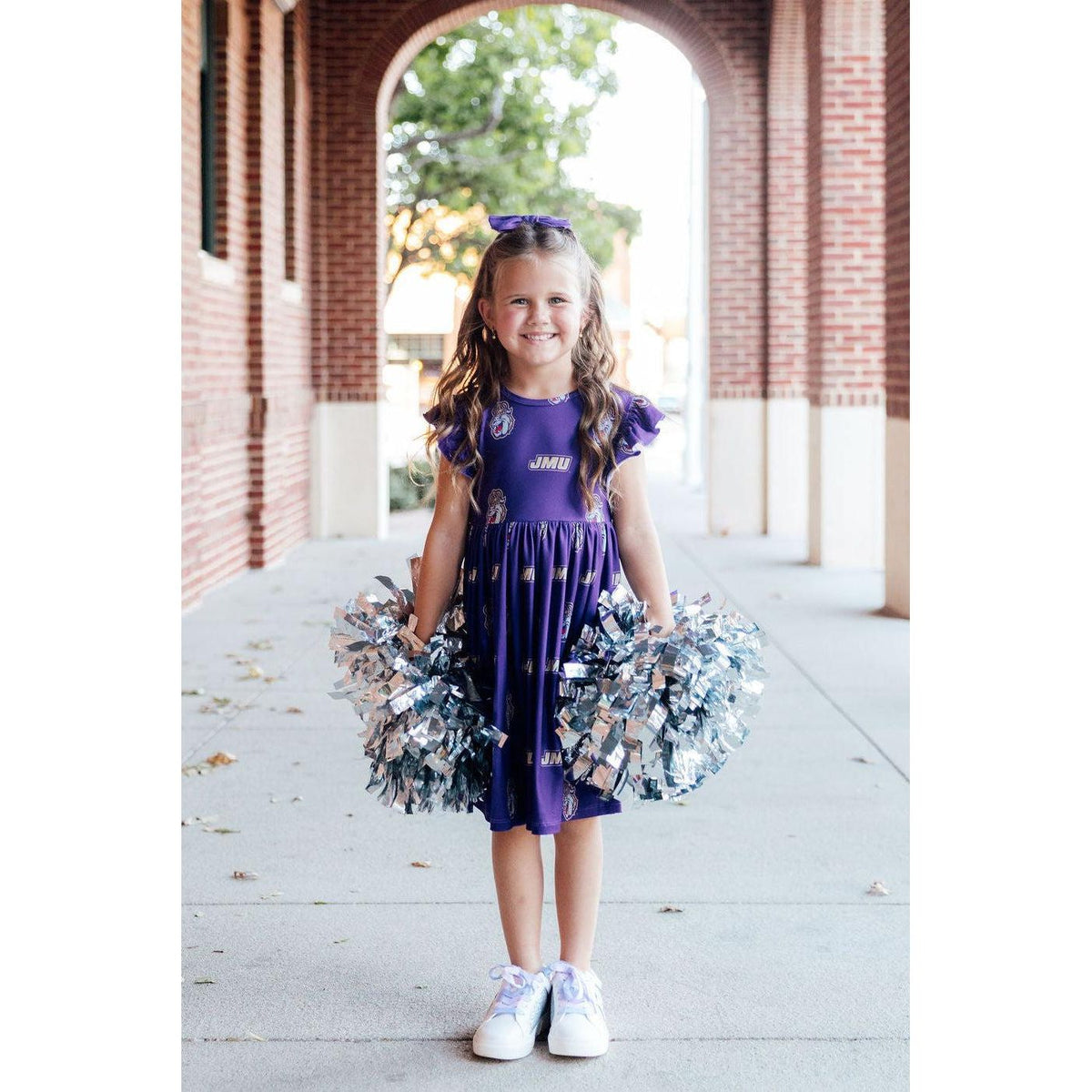 JMU Purple Duke Dog Flutter Twirl  Dress