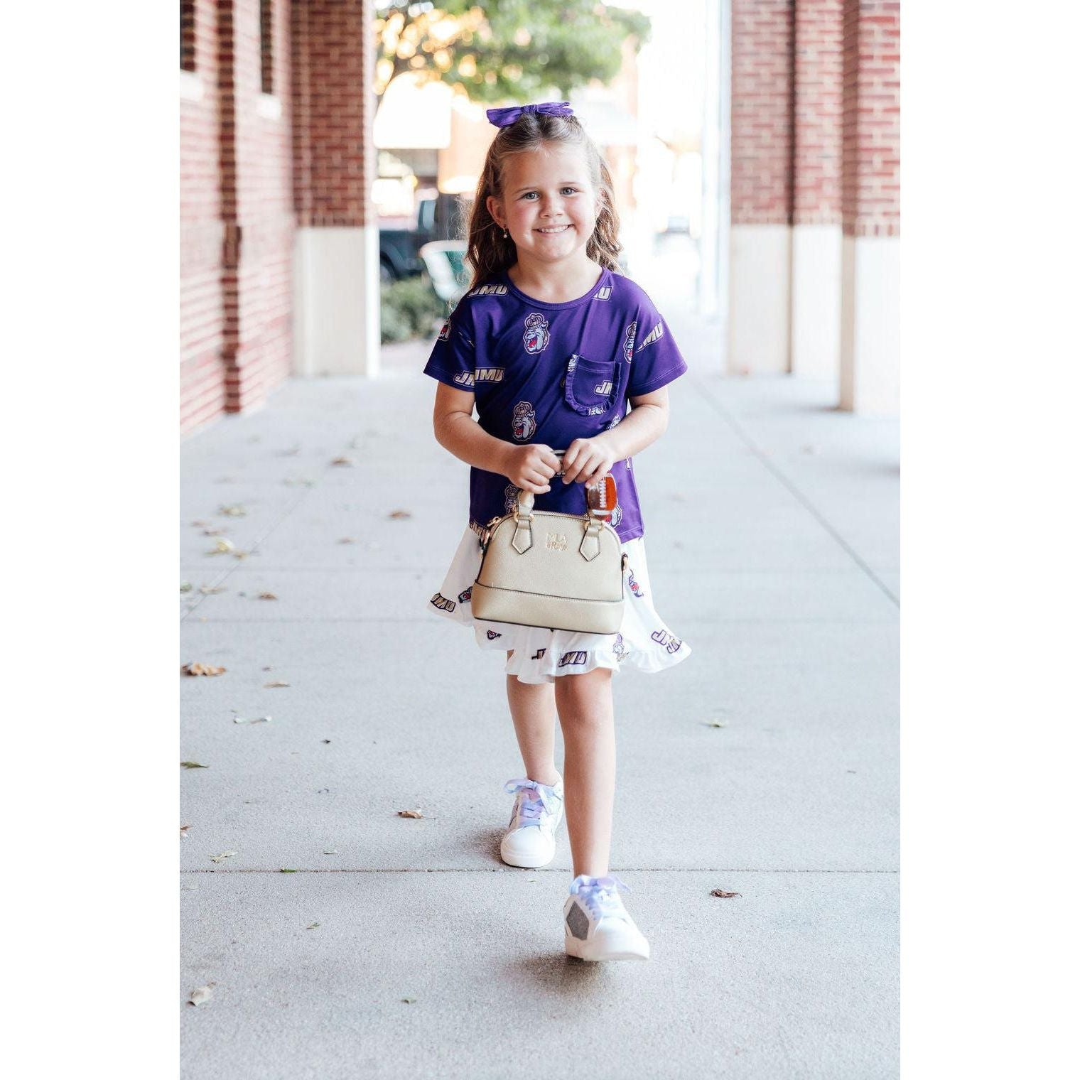 JMU Purple Duke Dog Ruffle Pocket Tee