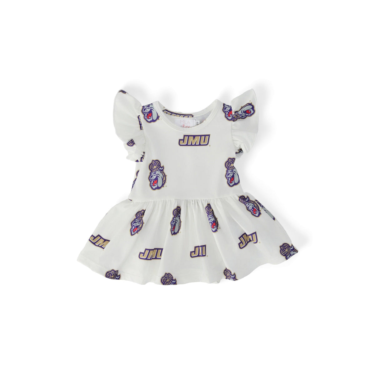 JMU White Duke Dog Flutter Twirl Bodysuit