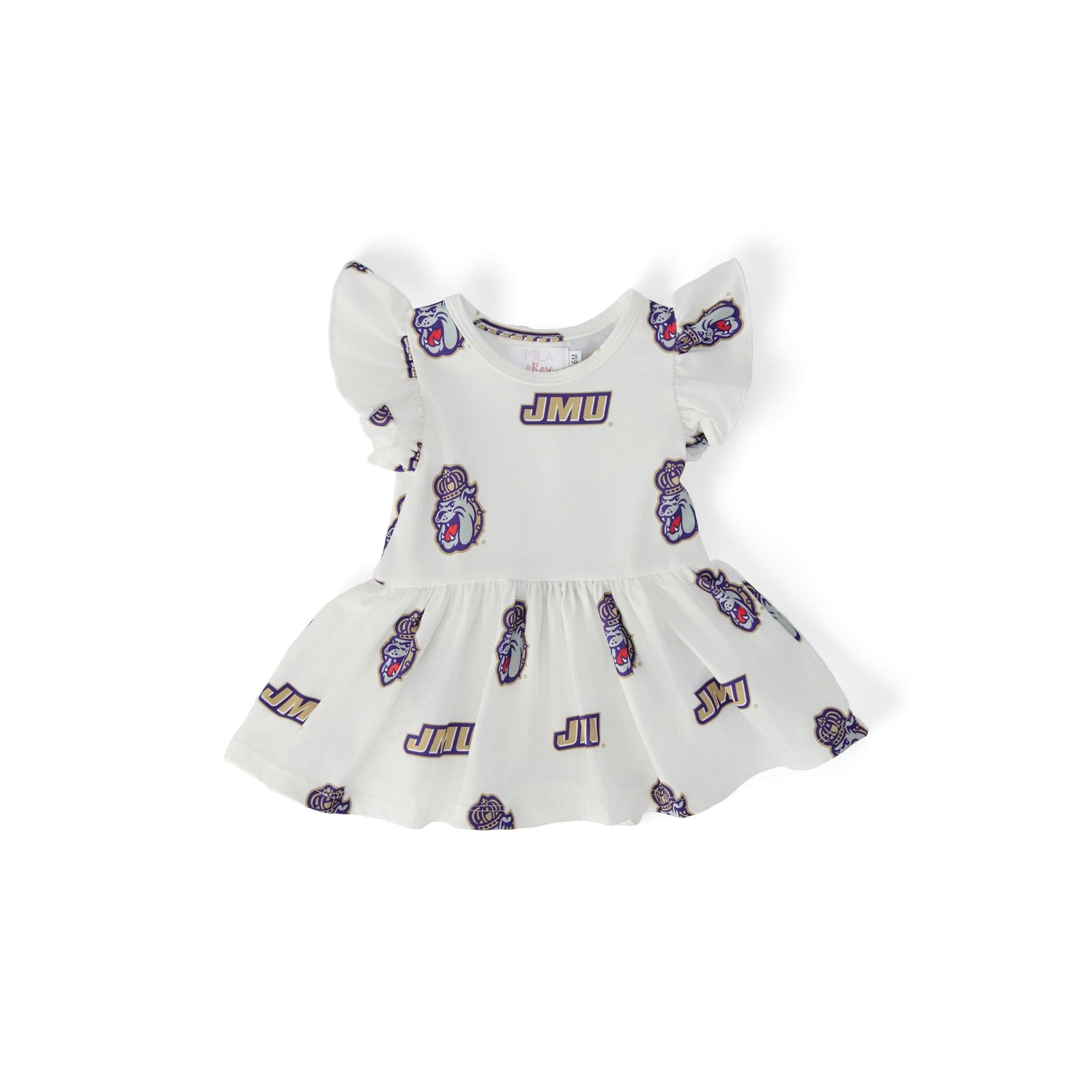 JMU White Duke Dog Flutter Twirl Bodysuit