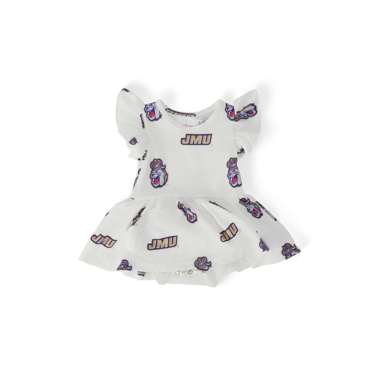 JMU White Duke Dog Flutter Twirl Bodysuit