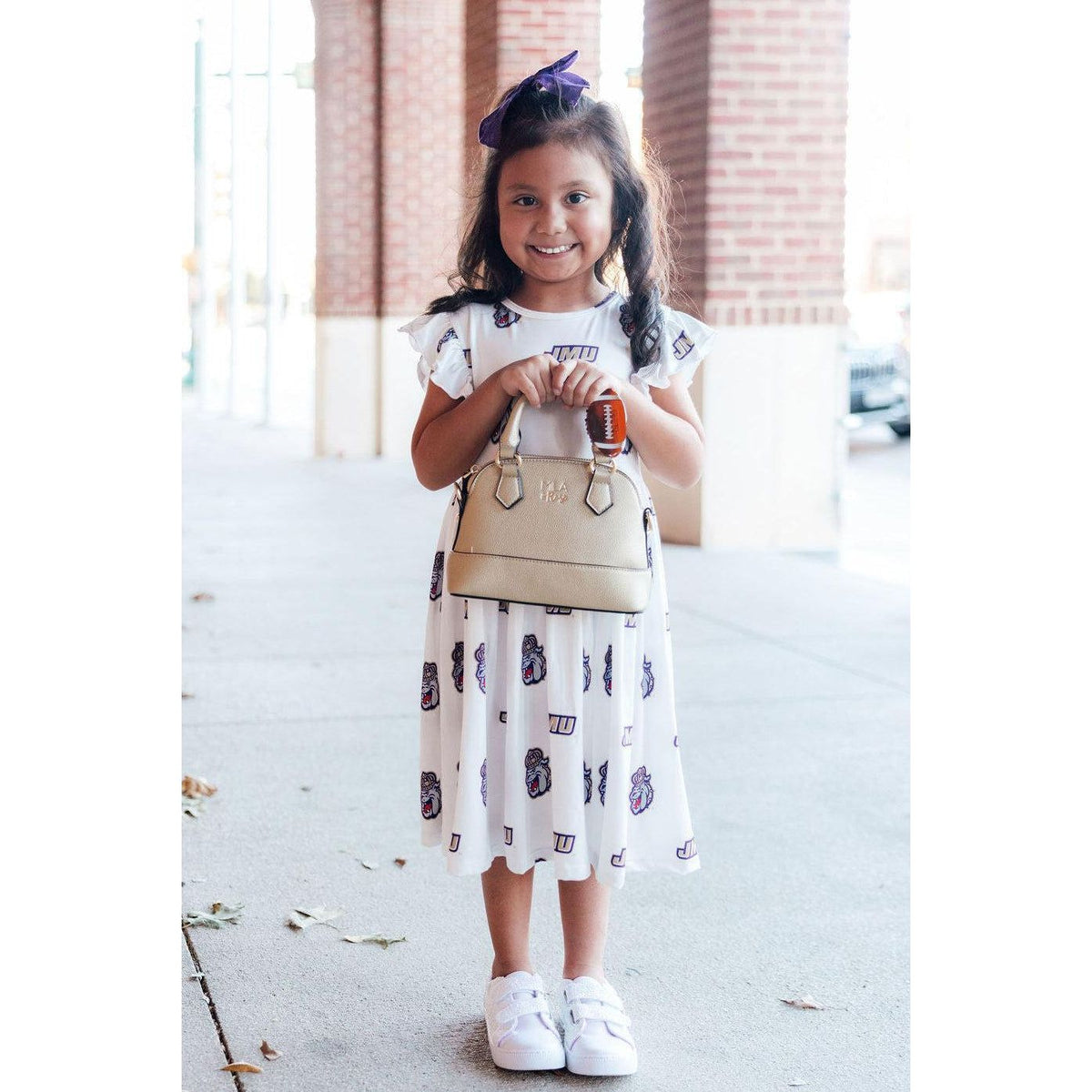 JMU White Duke Dog Flutter Twirl  Dress