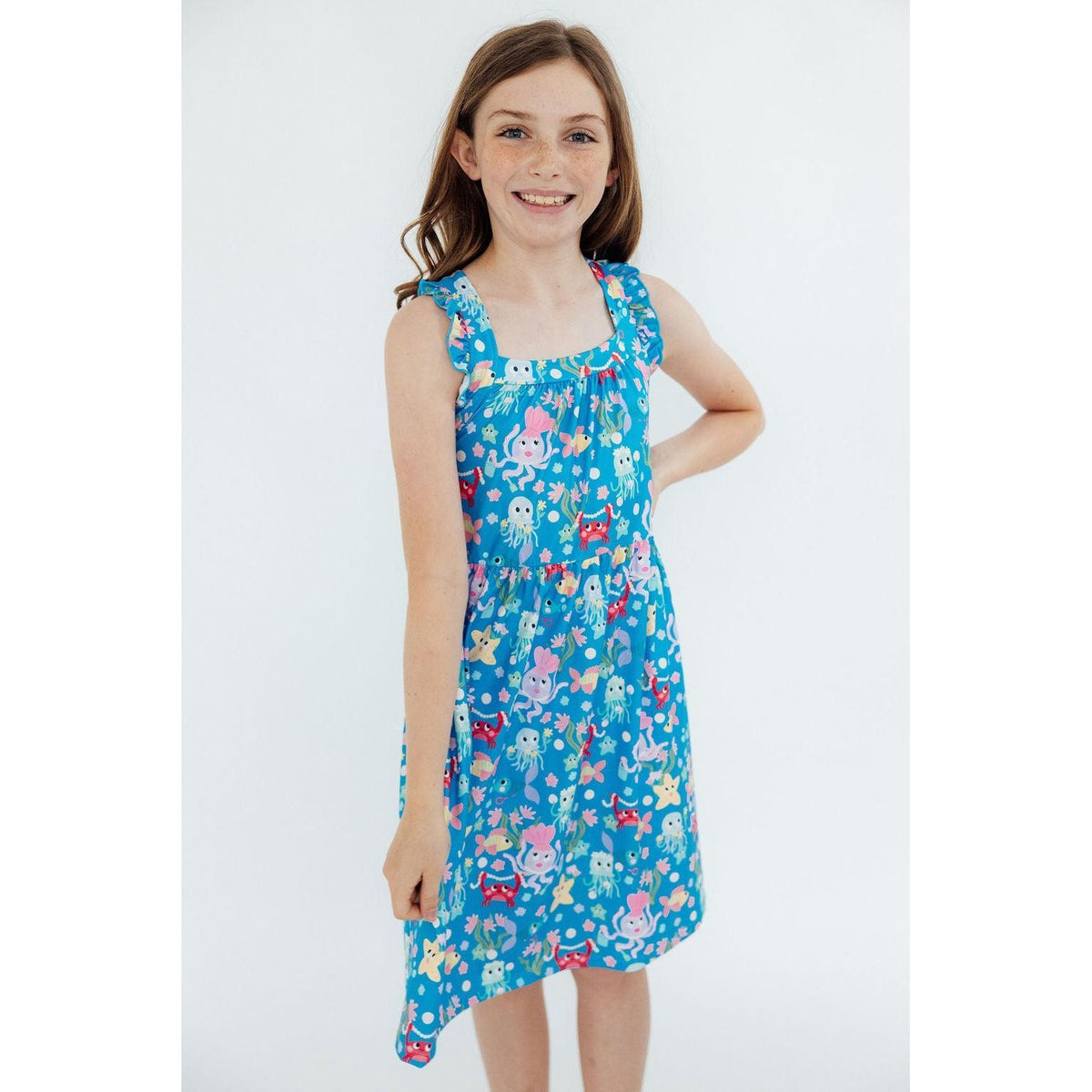 Jellyfish Jamboree Ruffle Cross Back Dress