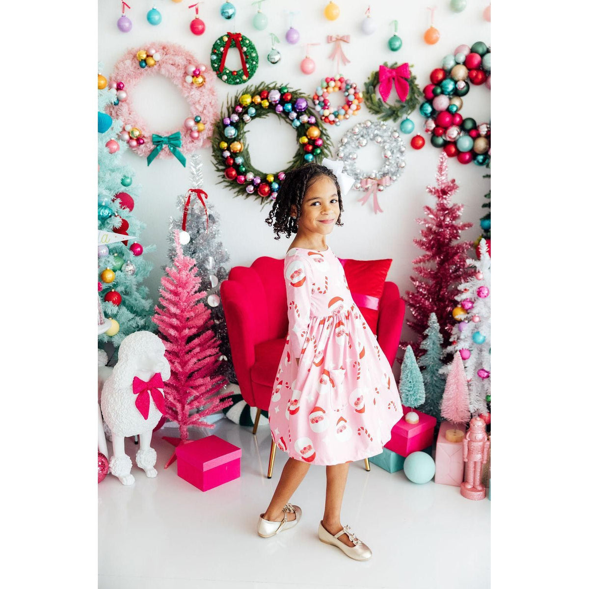 Jingle Bells 3/4 Sleeve Pocket Twirl Dress