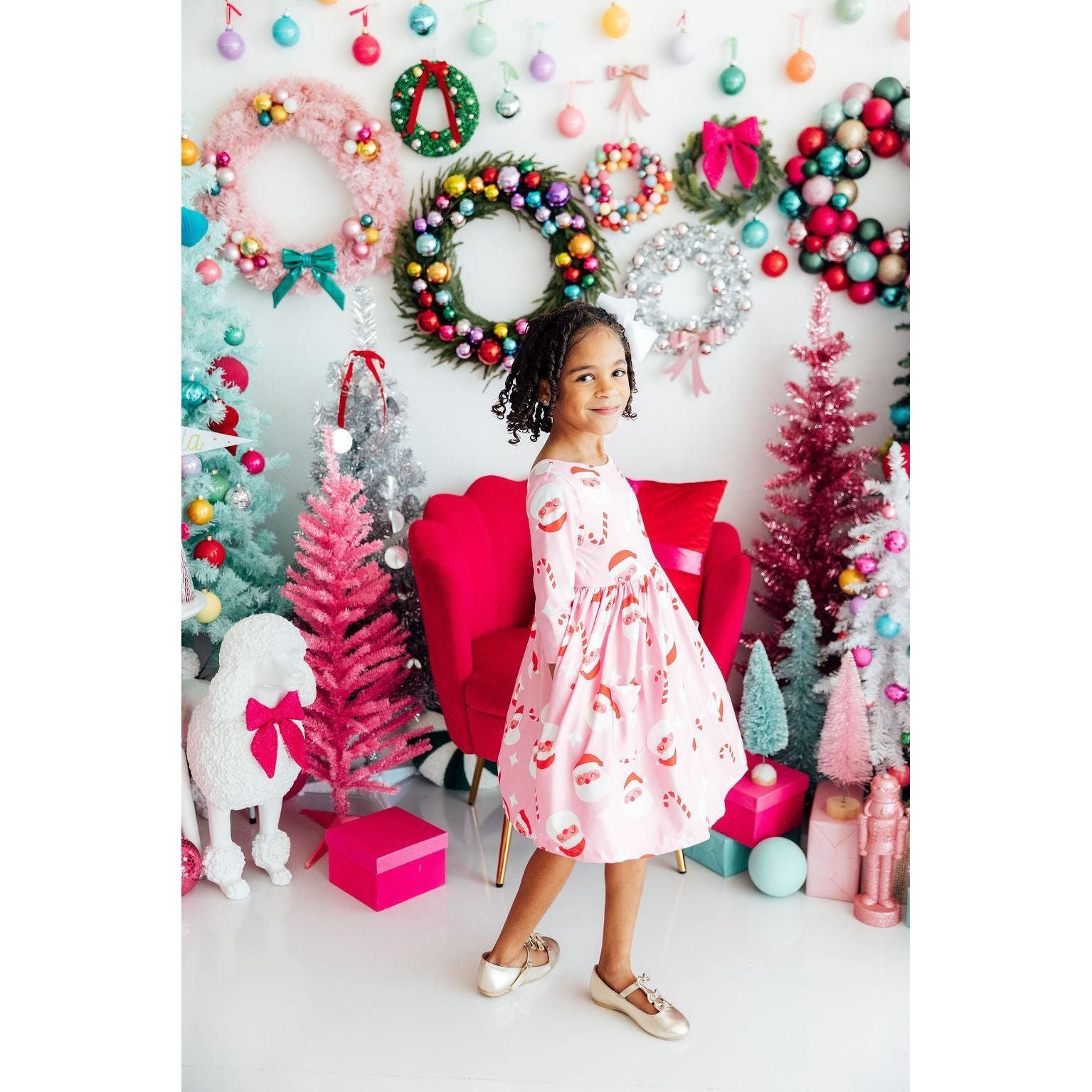 Jingle Bells 3/4 Sleeve Pocket Twirl Dress