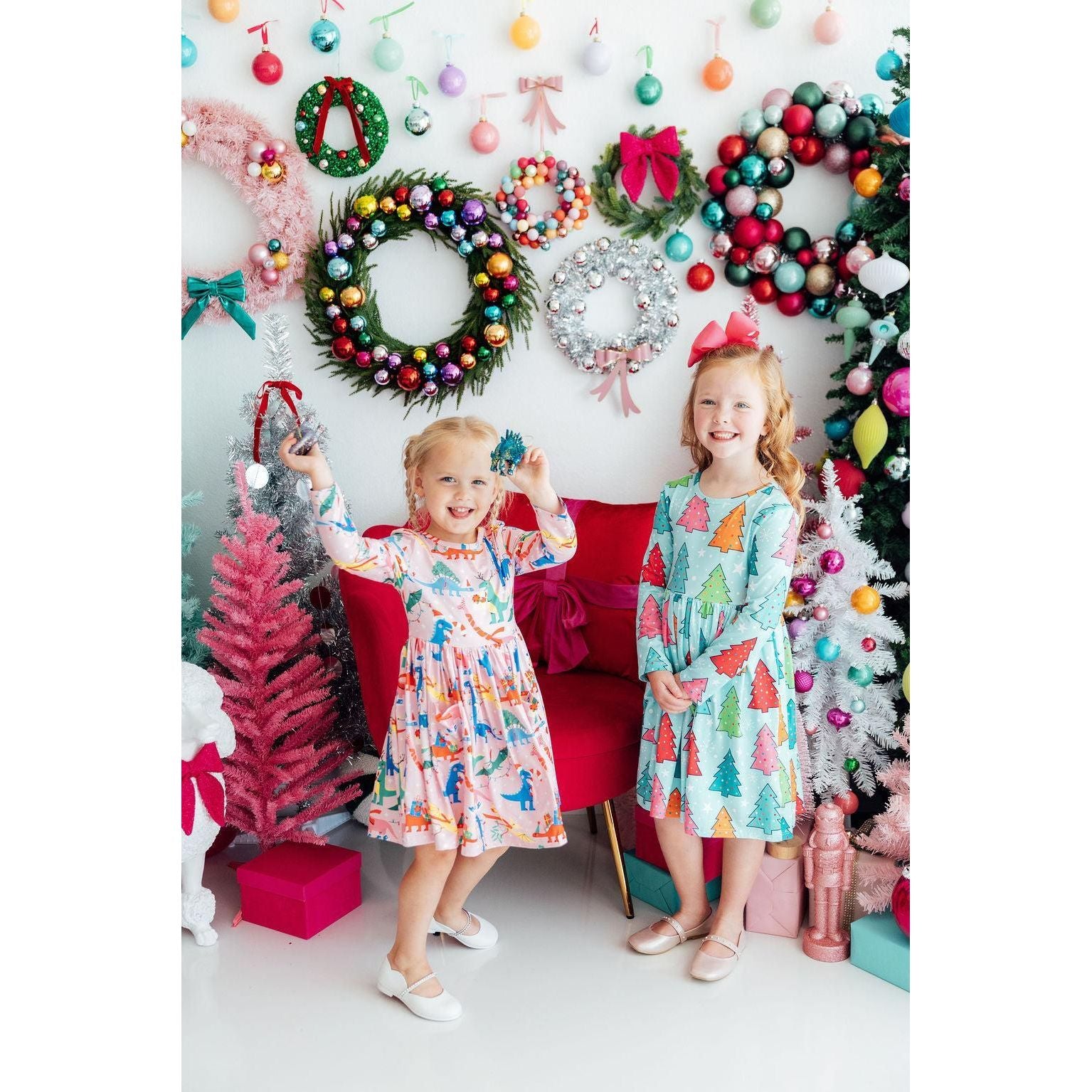 Jingle Saurus L/S Pocket Twirl Dress