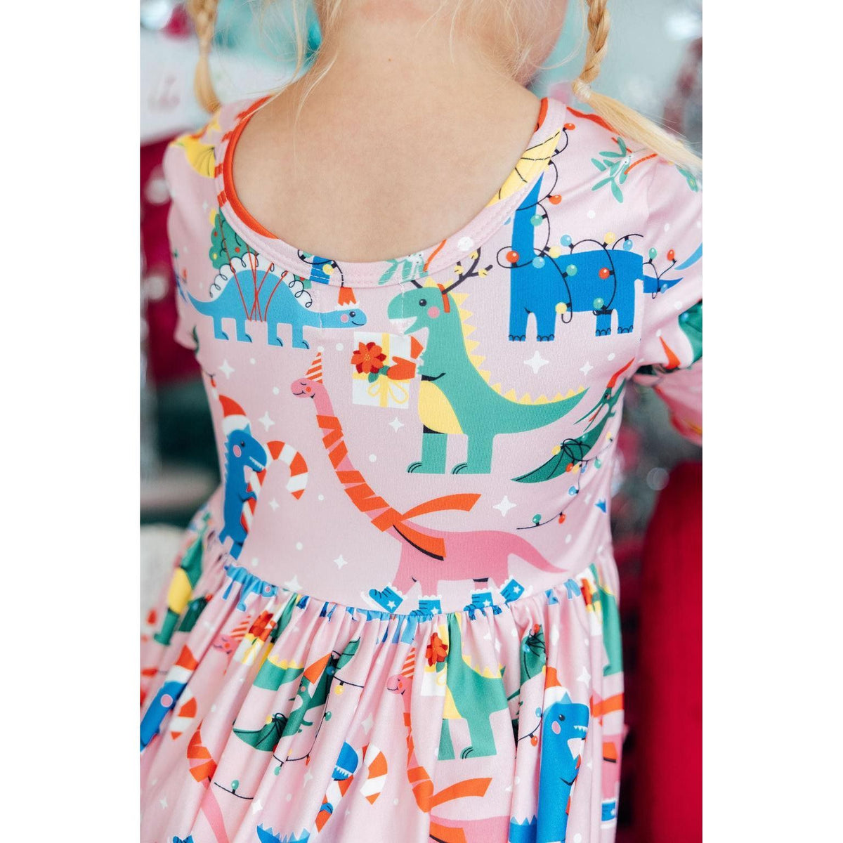 Jingle Saurus L/S Pocket Twirl Dress