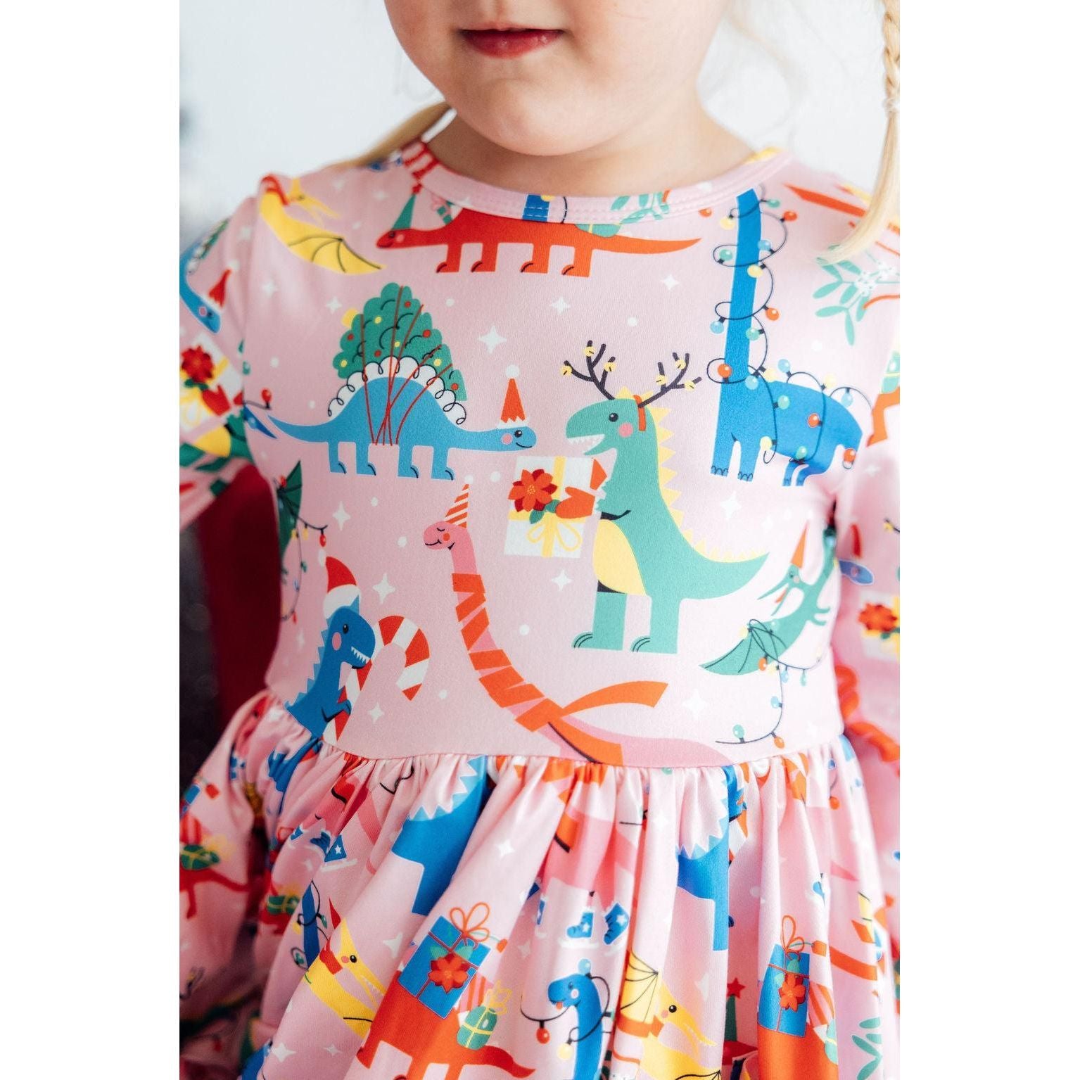 Jingle Saurus L/S Pocket Twirl Dress