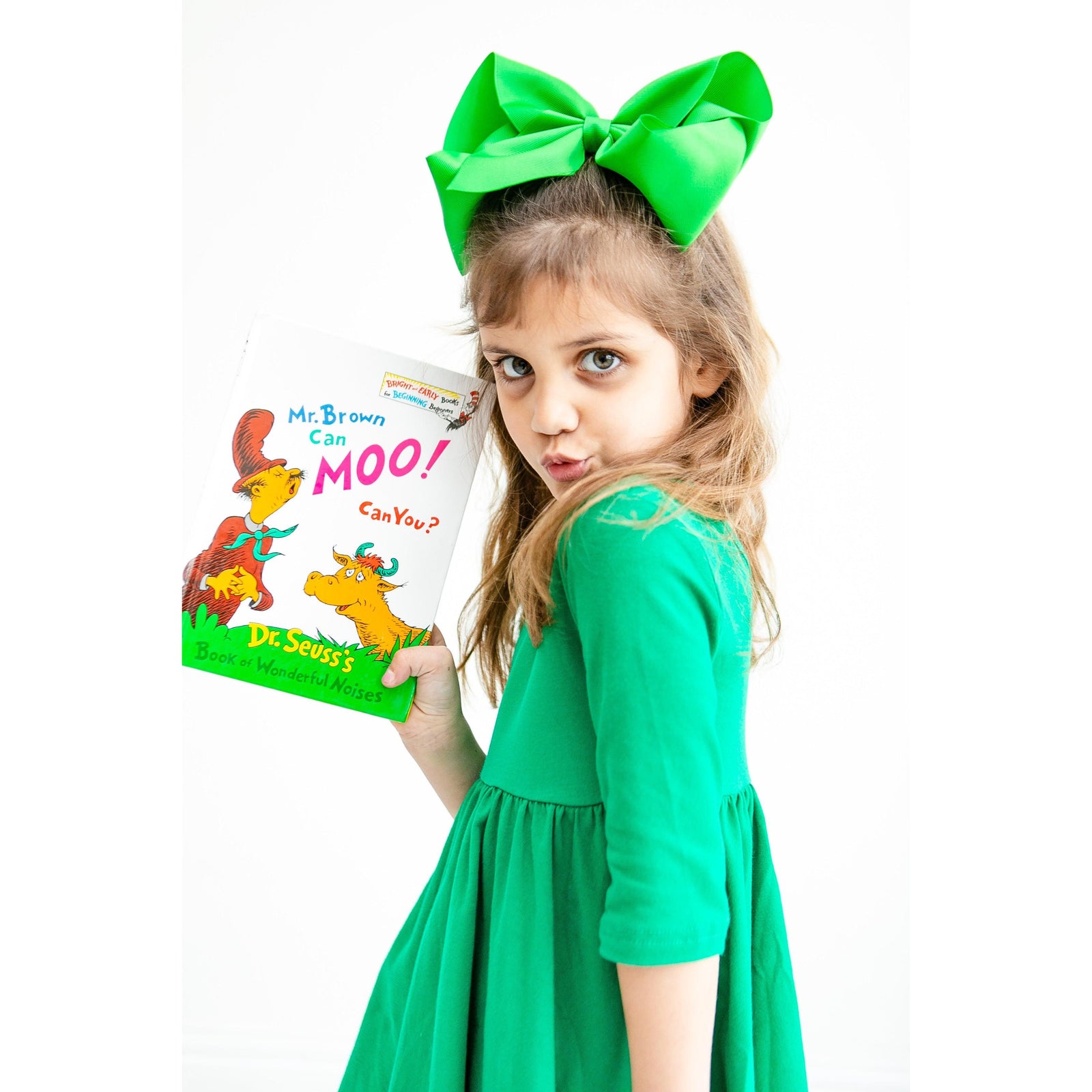 Kelly Green 3/4 Sleeve Pocket Twirl Dress