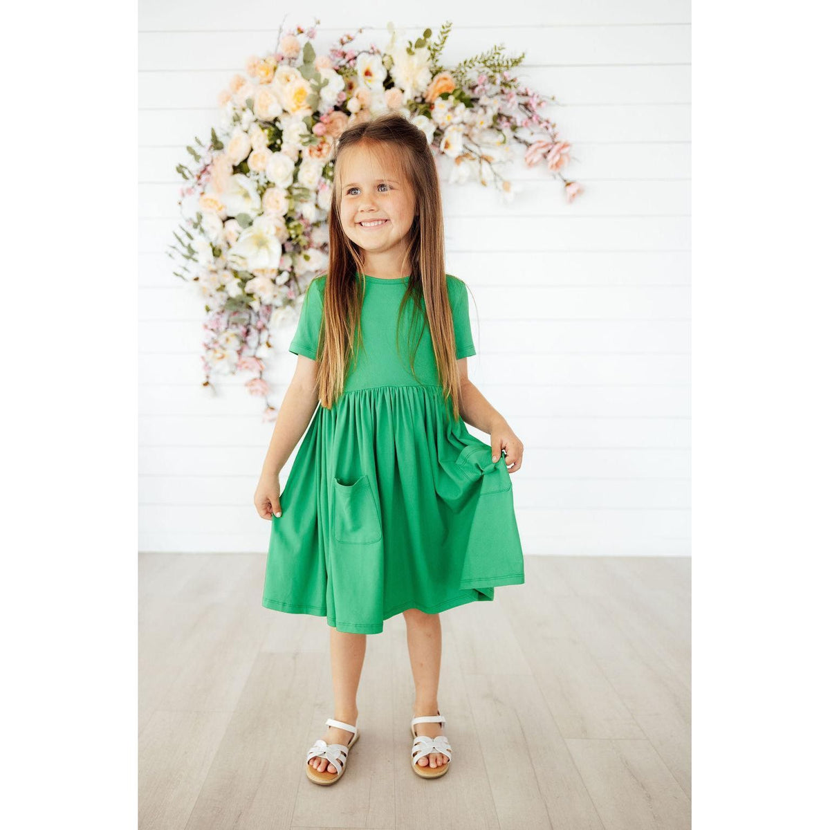 Kelly Green S/S Pocket Twirl Dress