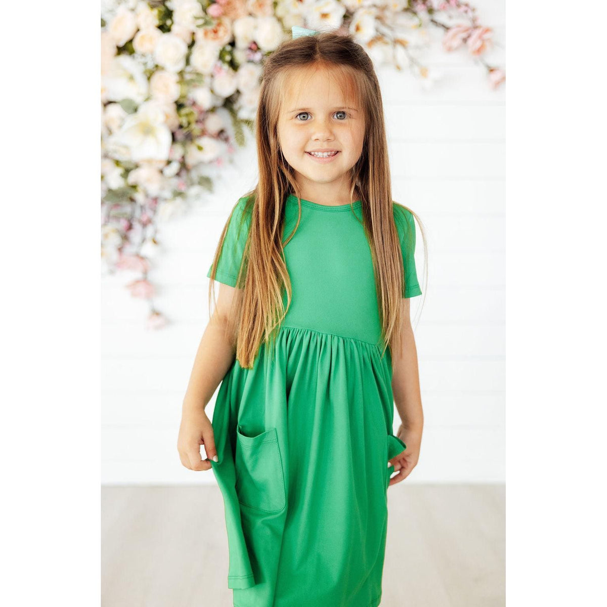 Kelly Green S/S Pocket Twirl Dress