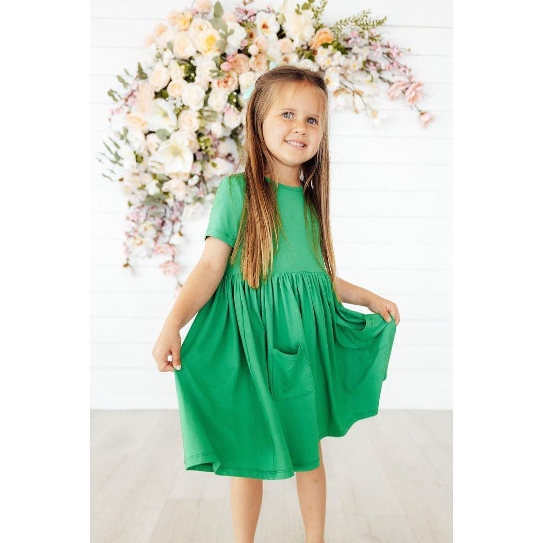 Kelly Green S/S Pocket Twirl Dress