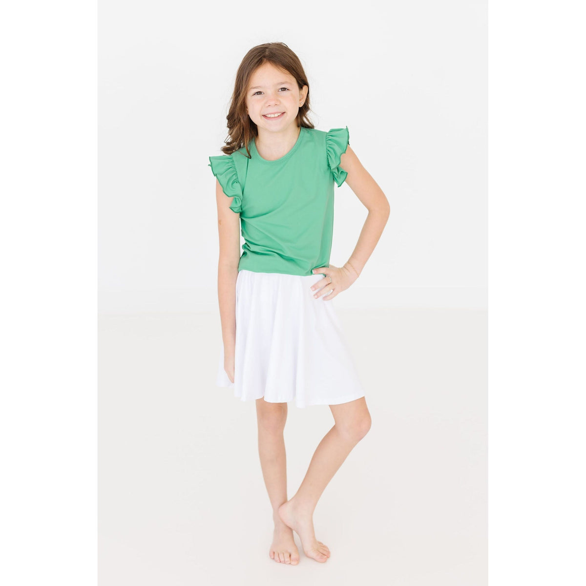 Kelly Green S/S Ruffle Tee