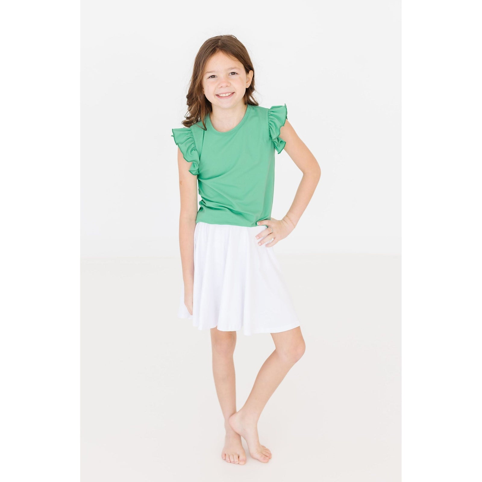 Kelly Green S/S Ruffle Tee