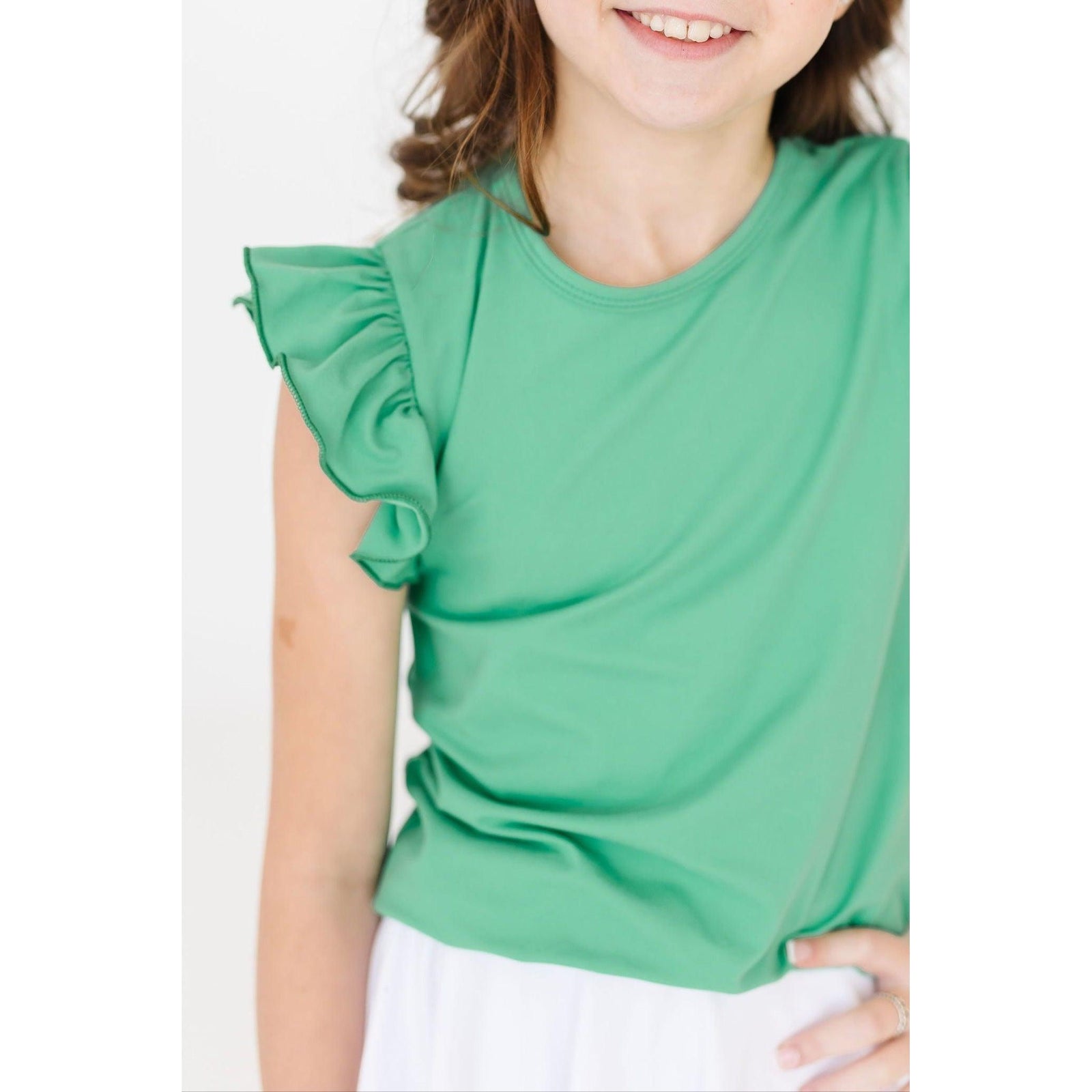 Kelly Green S/S Ruffle Tee