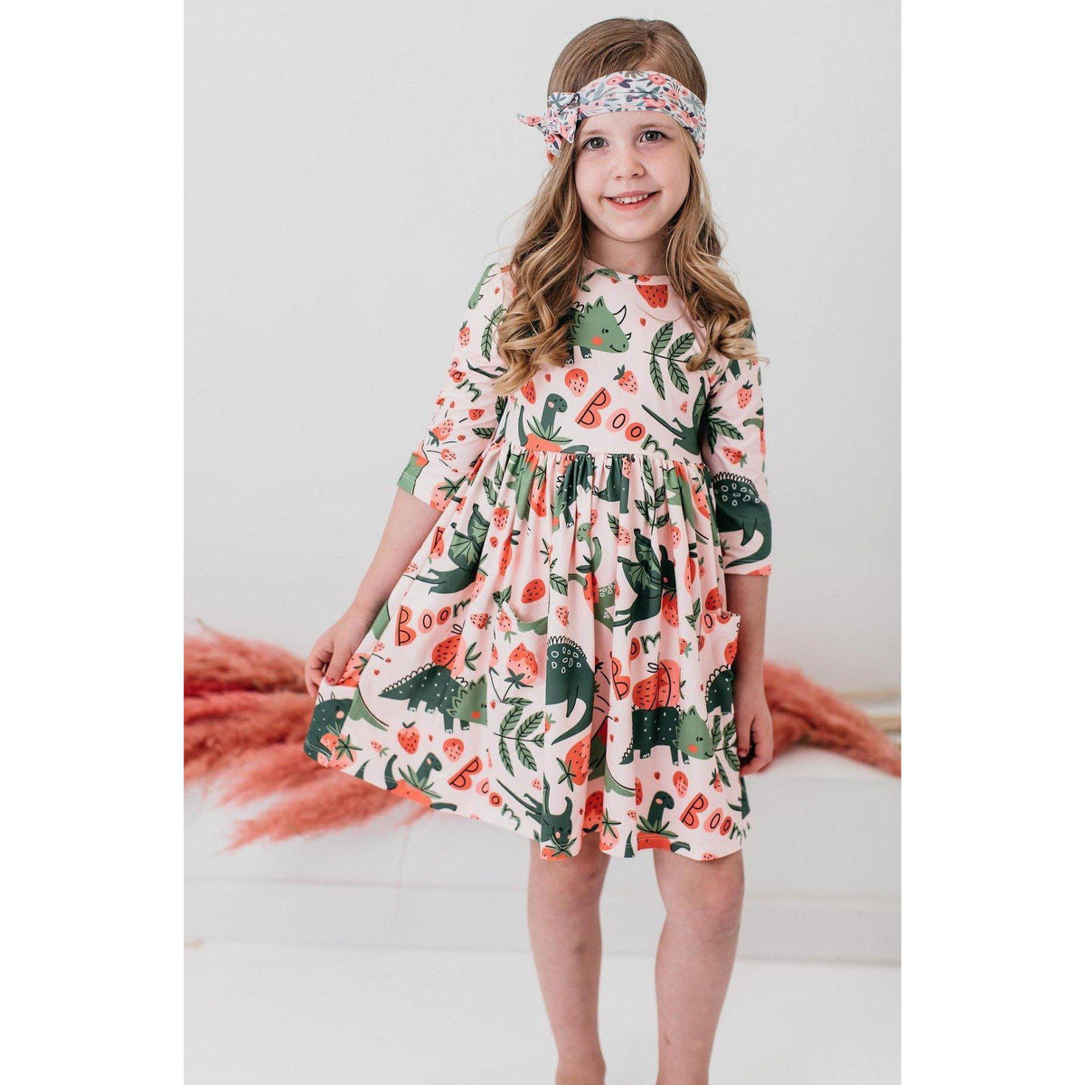 Hear Me Roar 3/4 Sleeve Pocket Twirl Dress