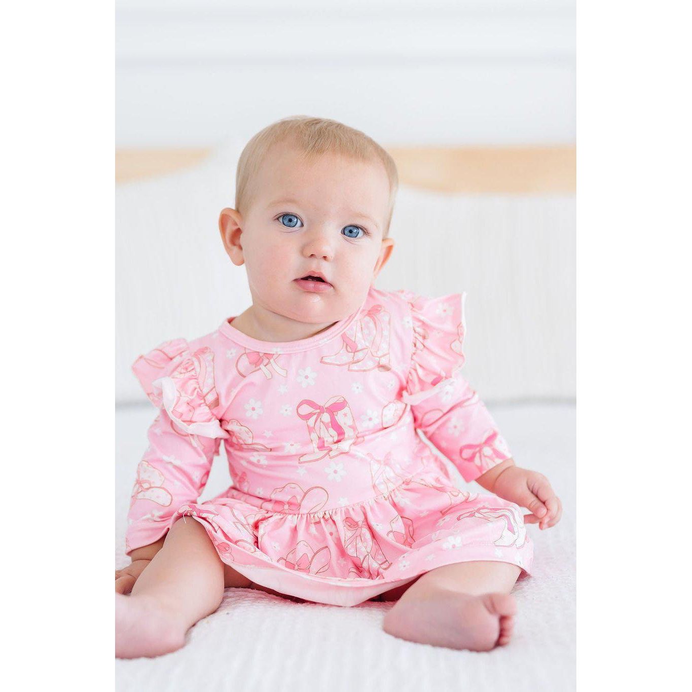 Howdy 3/4 Sleeve Flutter Twirl Bodysuit