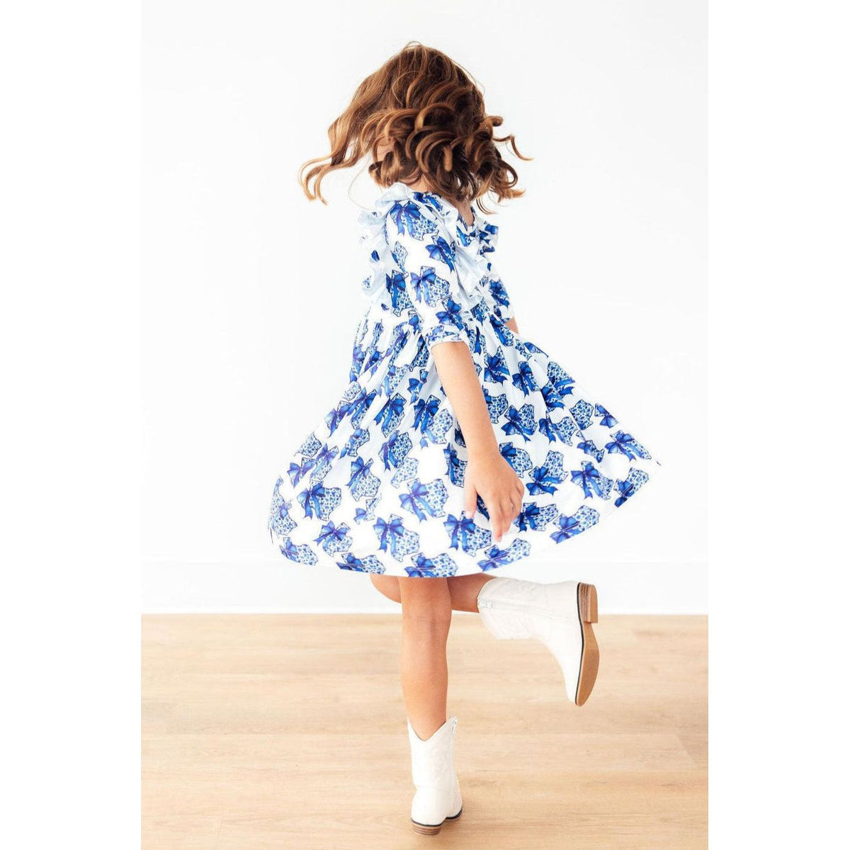 Lone Star 3/4 Sleeve Ruffle Twirl Dress