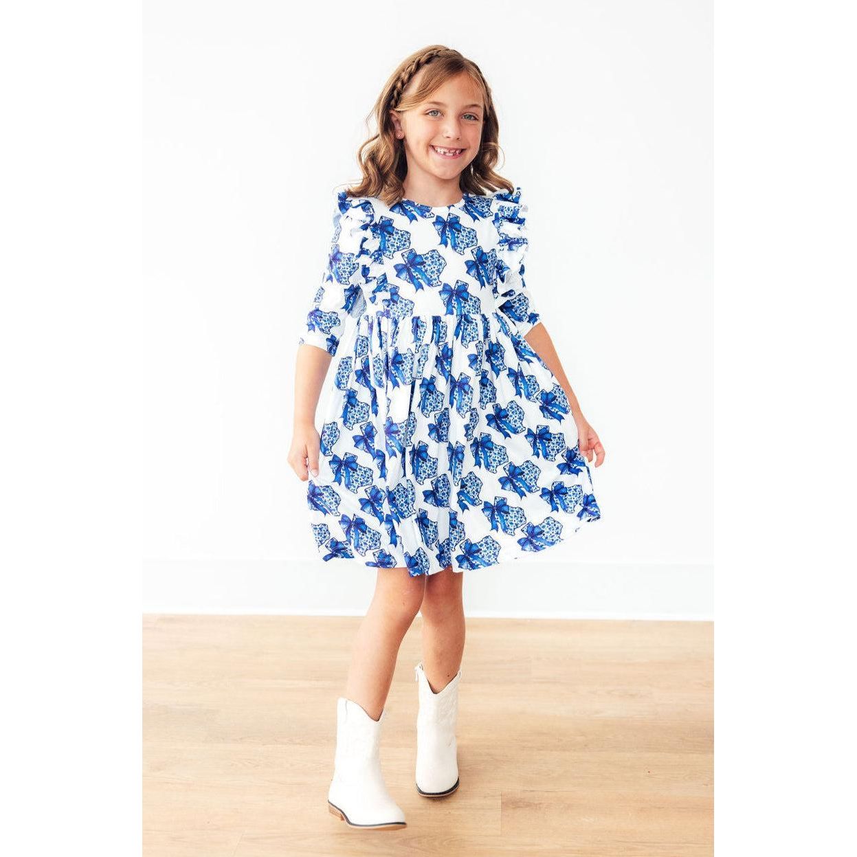 Lone Star 3/4 Sleeve Ruffle Twirl Dress