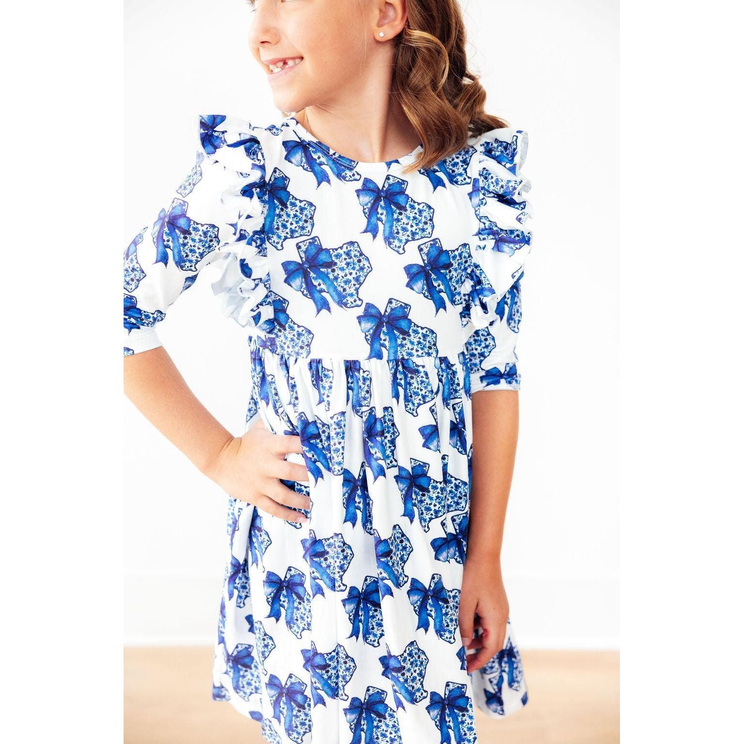 Lone Star 3/4 Sleeve Ruffle Twirl Dress