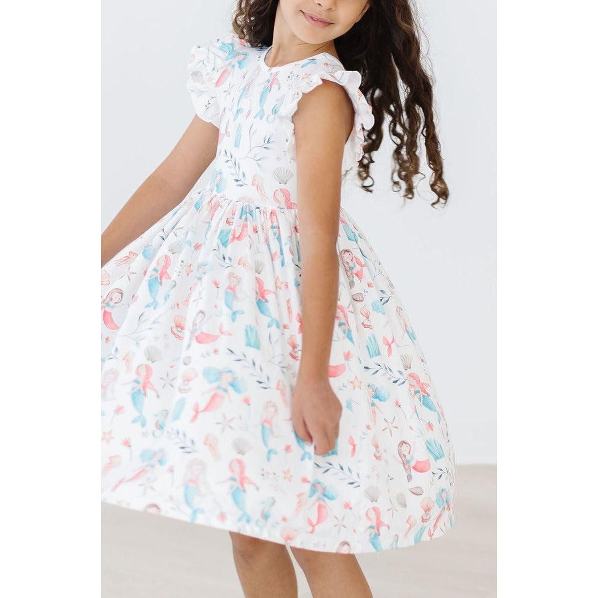 Mermaid Friends Flutter Sleeve Twirl Dress