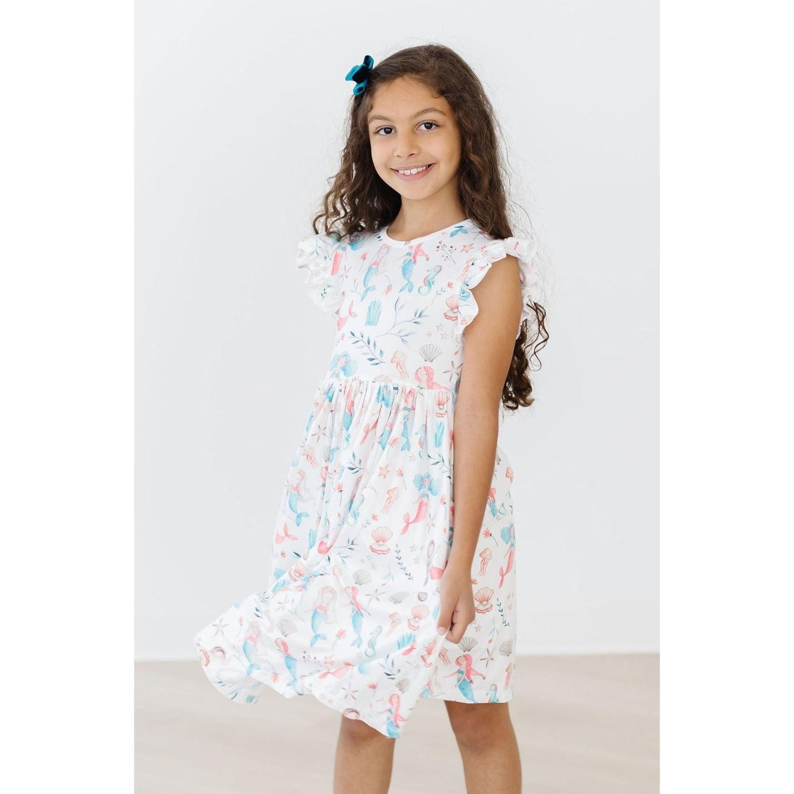 Mermaid Friends Flutter Sleeve Twirl Dress