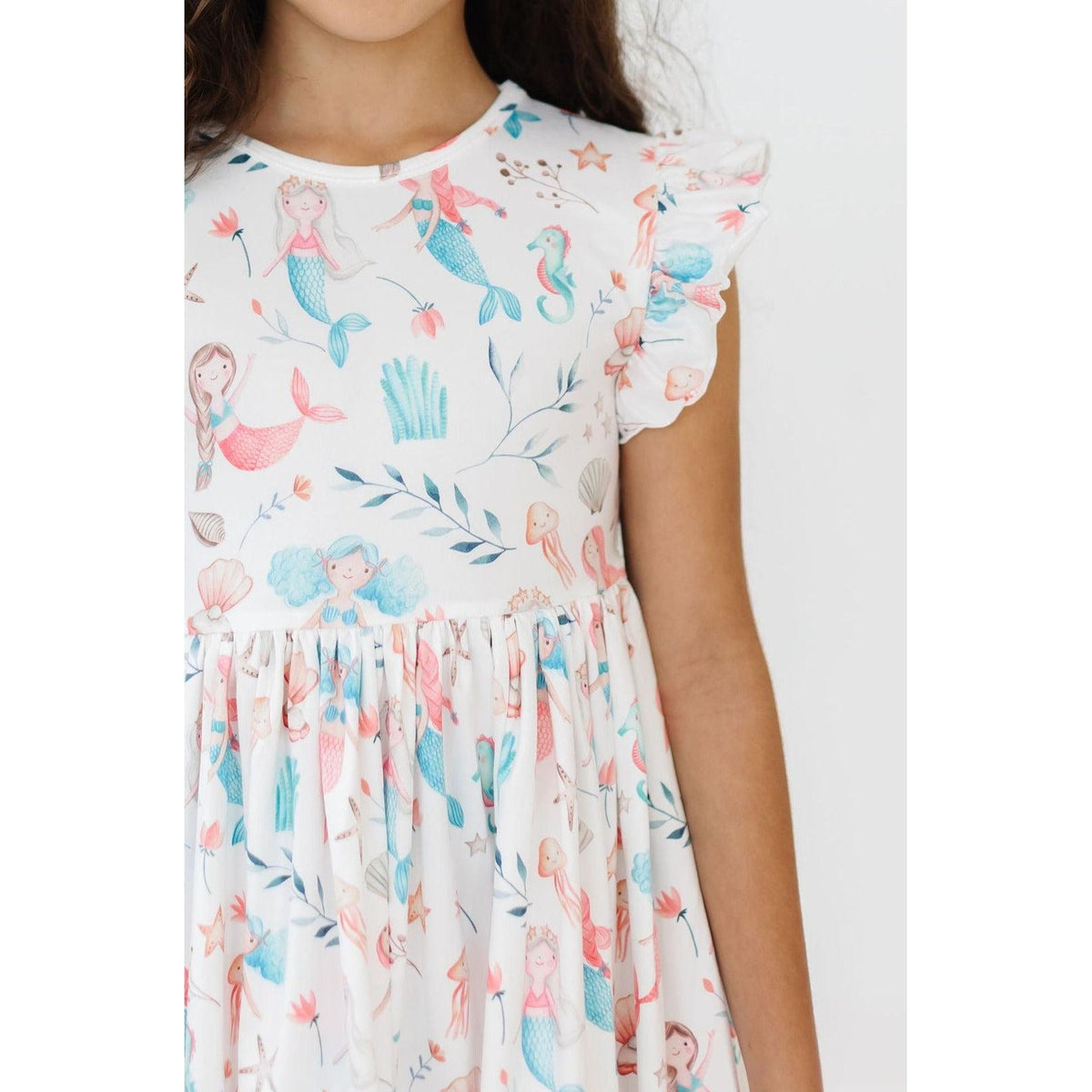 Mermaid Friends Flutter Sleeve Twirl Dress