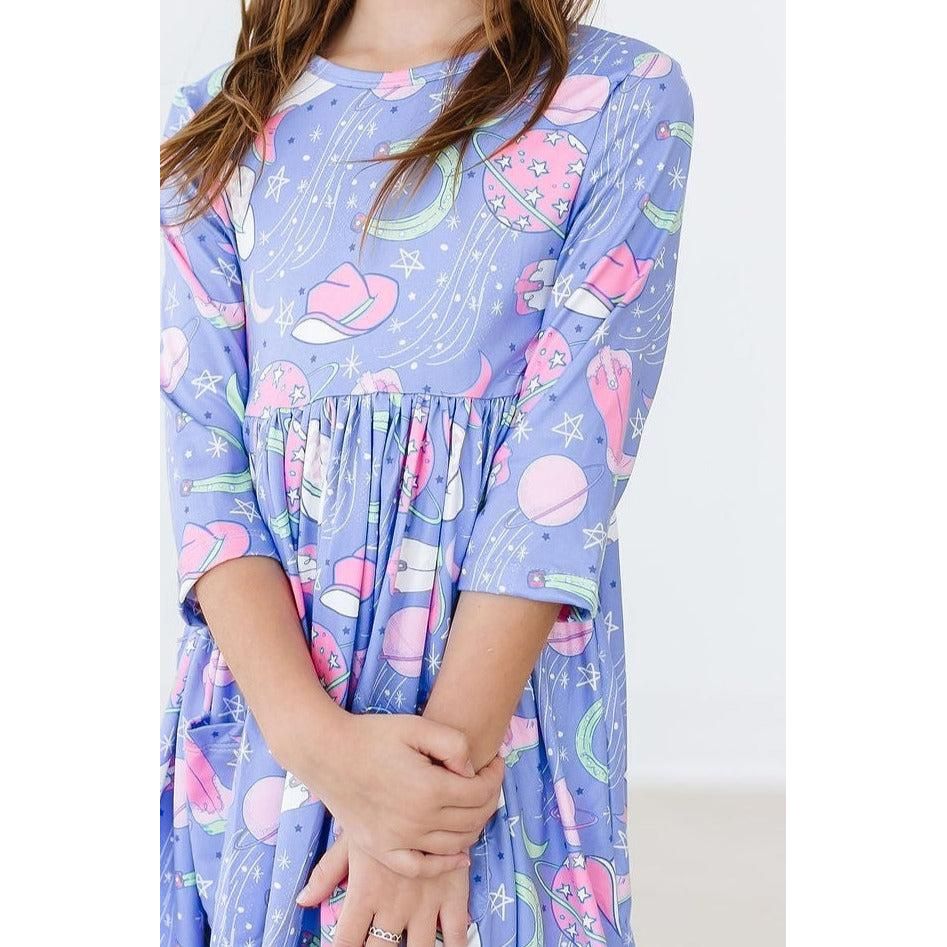 Neon Moon 3/4 Sleeve Pocket Twirl Dress