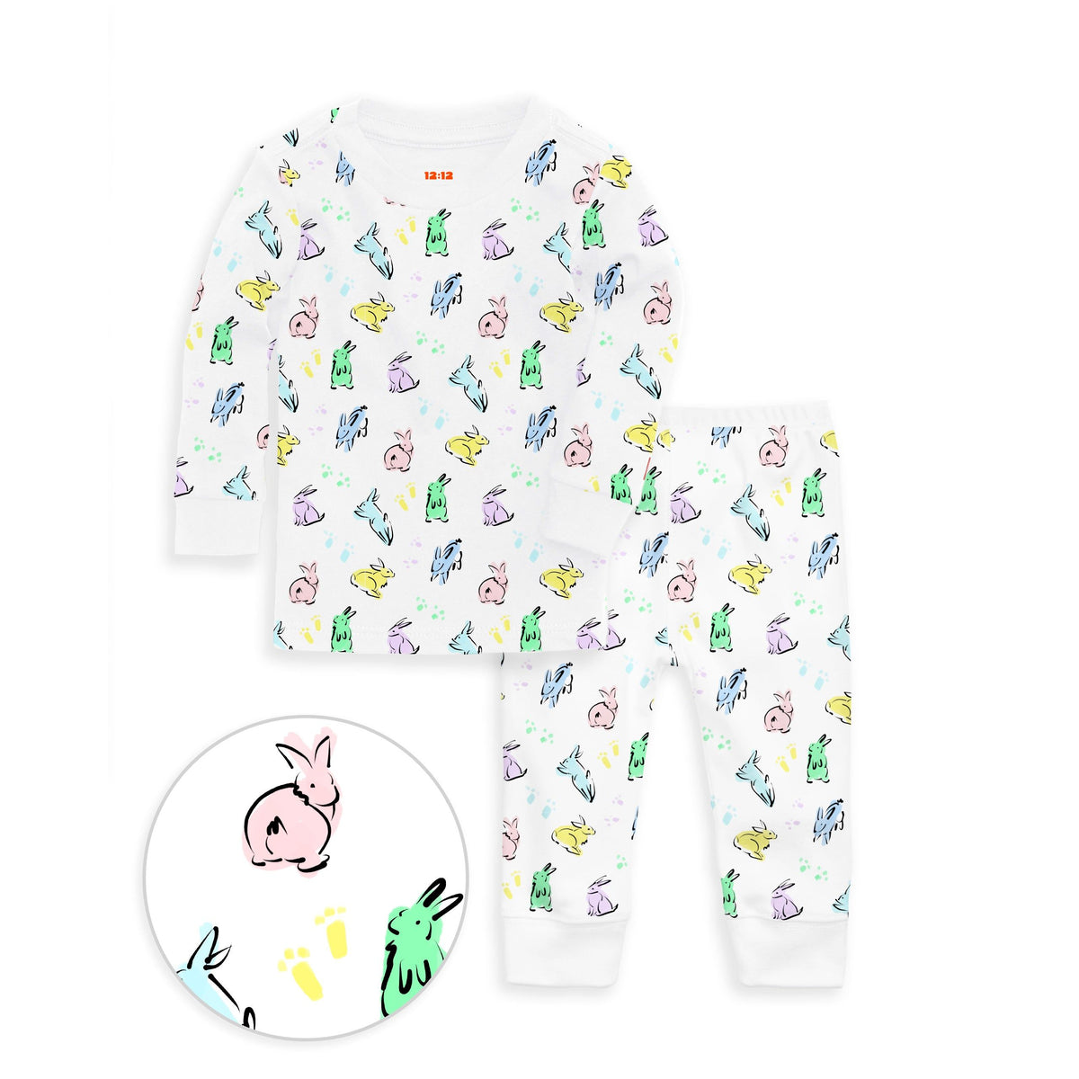 The Organic Long Sleeve Pajama Set [Bunny Hop]
