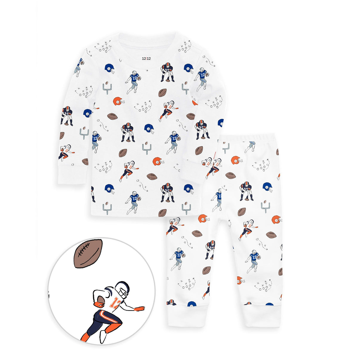 The Organic Long Sleeve Pajama Set [Football]