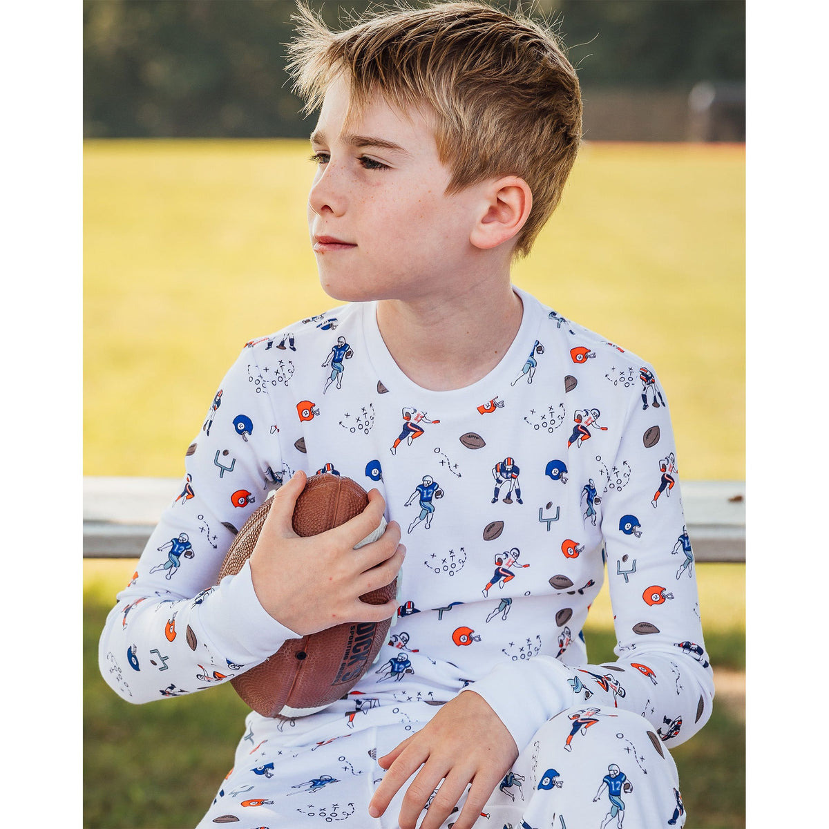The Organic Long Sleeve Pajama Set [Football]