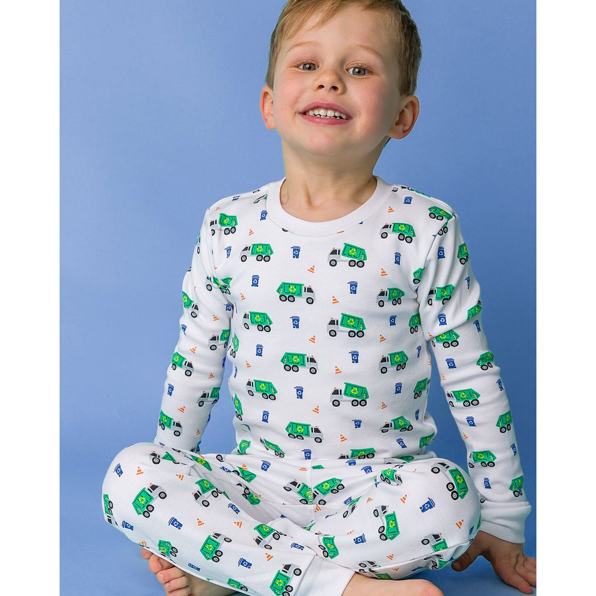 The Organic Long Sleeve Pajama Set [Recycling Trucks]